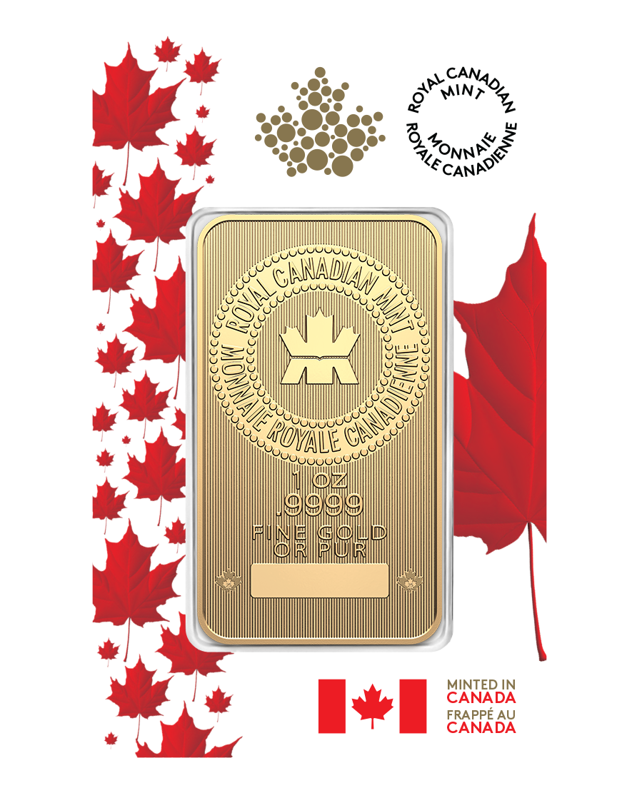 1 oz Gold Bar Royal Canadian Mint Proudly Canadian