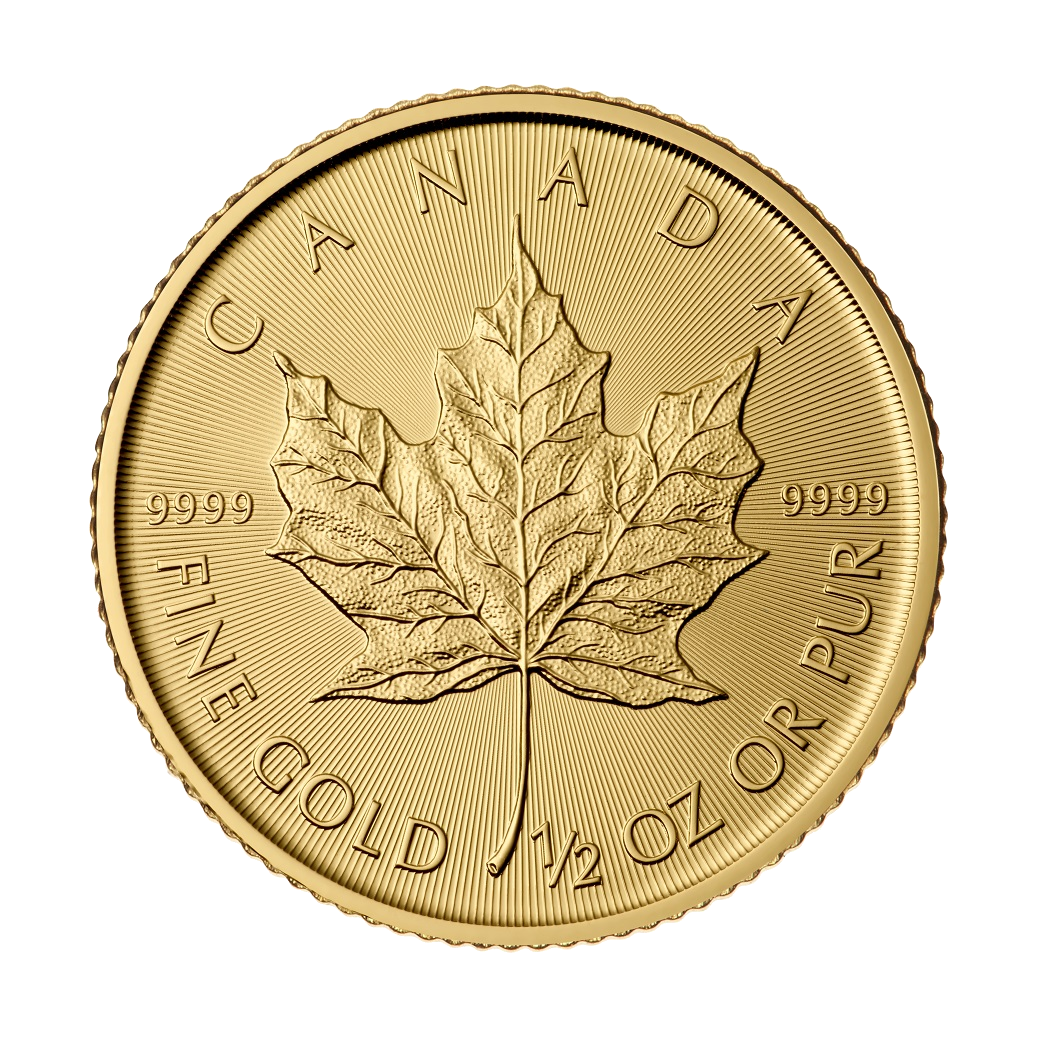 1/2 oz Canadian Gold Maple Leaf Coin Border Gold