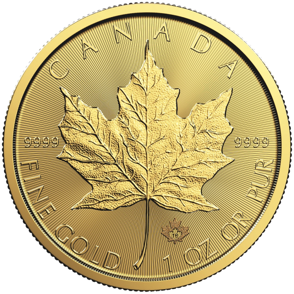 1 oz Canadian Gold Maple Leaf Coin (Random Year) Border Gold