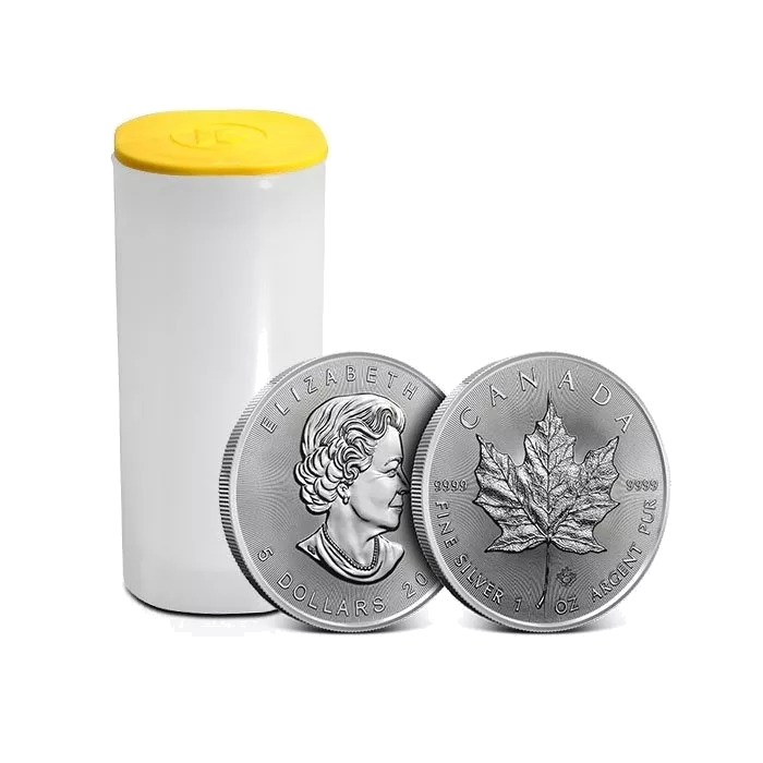 1 oz Canadian Silver Maple Leaf Tube (25 Coins, Radial Design
