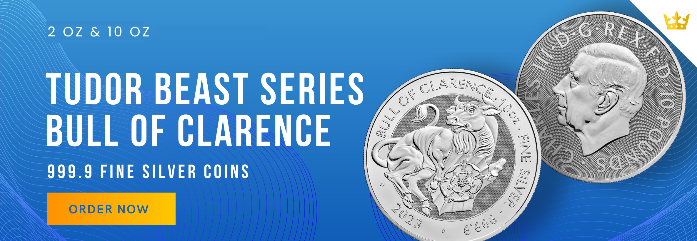 2 oz Silver Coin 10 oz Silver Coin Tudor Beast Bull of Clarence King Charles
