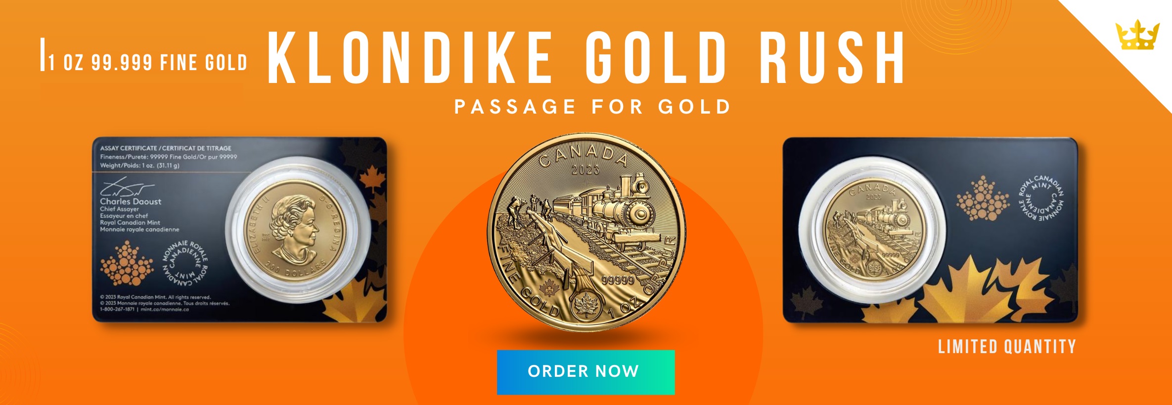 1 oz Gold Coin Klondike Gold Rush : Passage of Gold
