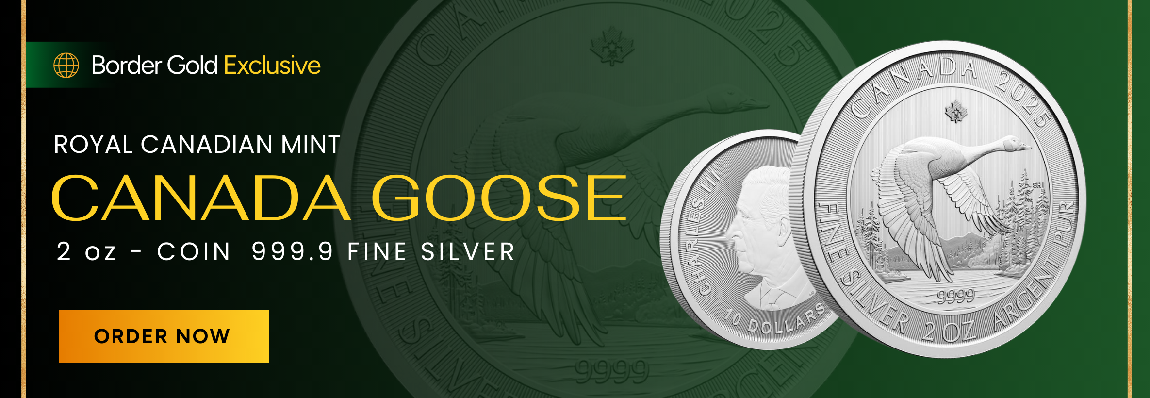 2 oz Silver Coin Royal Canadian Min Border Gold Canada Goose
